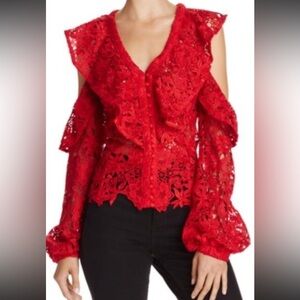 Bardot Red Lace Blouse